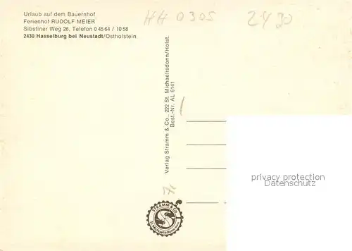 AK / Ansichtskarte Hasselburg_Altenkrempe Urlaub auf dem Bauernhof Ferienhof Meier Viehweide Pferdekoppel Hasselburg Altenkrempe