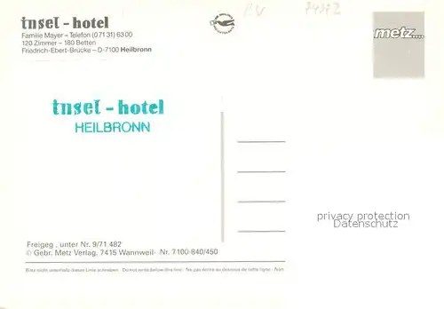 AK / Ansichtskarte Heilbronn_Neckar Insel Hotel Friedrich Ebert Bruecke Fliegeraufnahme Heilbronn Neckar