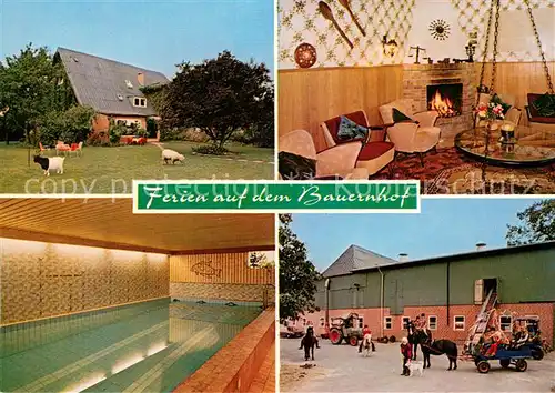 AK / Ansichtskarte Heinkenborstel Ferien auf dem Bauernhof Garten Kaminzimmer Ponykutsche Reiten Hallenbad Heinkenborstel