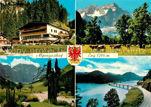 AK / Ansichtskarte Hinterriss_Tirol Alpengasthof Eng Landschaftspanorama Grosser Ahornboden Bruecke Alpen Hinterriss Tirol