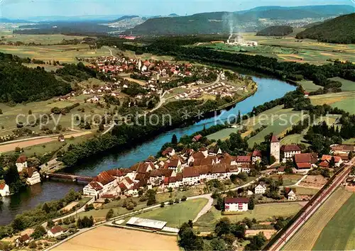 AK / Ansichtskarte Hohentengen_Hochrhein mit Schloss Roetteln schweizerisches Rheinufer Kaiserstuhl AG Hohentengen Hochrhein