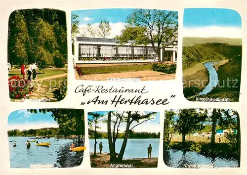 AK / Ansichtskarte Holzappel Minigolf Cafe Restaurant Am Herthasee Lahntal Teilansicht Angler Campingplatz Holzappel