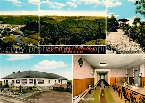 AK / Ansichtskarte Hoemberg Landschaftspanorama Lahnhoehe Nassau Pension Kegelbahn Pavillon Hoemberg