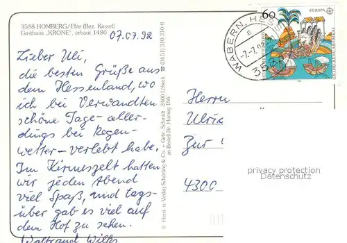 AK / Ansichtskarte Homberg_Efze Gasthaus Krone  Homberg Efze