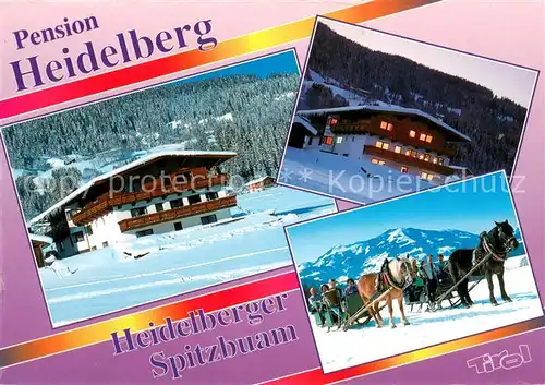 AK / Ansichtskarte Hopfgarten_Brixental Pension Heidelberg Heidelberger Spitzbuam Pferdeschlitten Winterlandschaft Hopfgarten Brixental