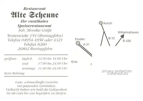 AK / Ansichtskarte Iheringsfehn Restaurant Alte Scheune Gastraeume Ziehbruecke Iheringsfehn