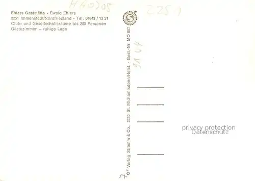 AK / Ansichtskarte Immenstedt_Nordfriesland Ehlers Gaststaette Festsaal Gesellschaftsraum Immenstedt_Nordfriesland