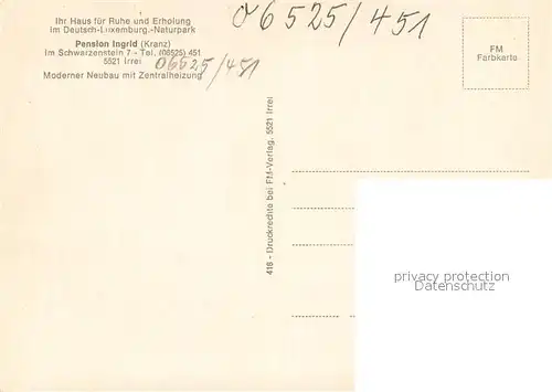 AK / Ansichtskarte Irrel Panorama Pension Ingrid Zimmer Irrel