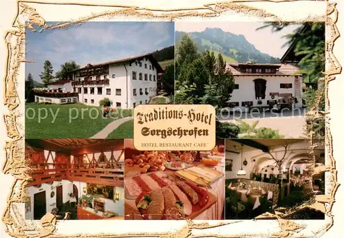 AK / Ansichtskarte Jungholz_Wertach Traditionshotel Sorgschrofen Gastraeume Bueffet Jungholz Wertach
