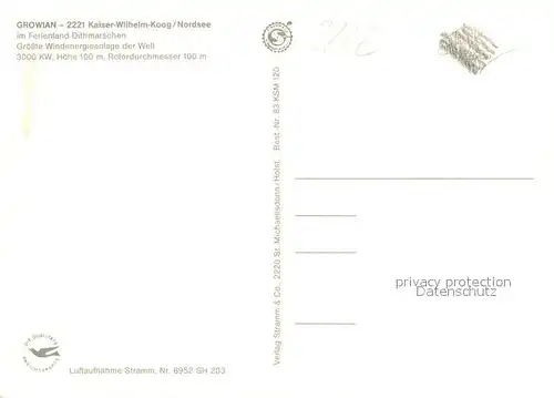 AK / Ansichtskarte Kaiser Wilhelm Koog Groesste Windenergieanlage der Welt Fliegeraufnahme Kaiser Wilhelm Koog