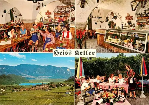 AK / Ansichtskarte Kaltern_Weinstrasse_Tirol Heiss Keller Restaurant Terrasse Landschaftspanorama See Alpen Kaltern_Weinstrasse_Tirol
