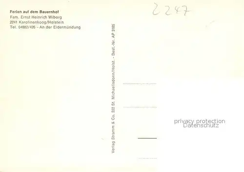AK / Ansichtskarte Karolinenkoog Ferien auf dem Bauernhof Fam. Wiborg Karolinenkoog