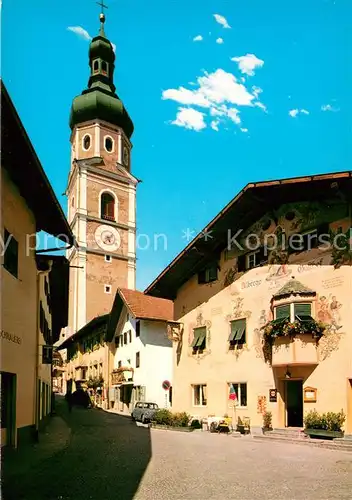AK / Ansichtskarte Kastelruth_Suedtirol Altstadt Albergo Gasthof Kirchturm Kastelruth_Suedtirol