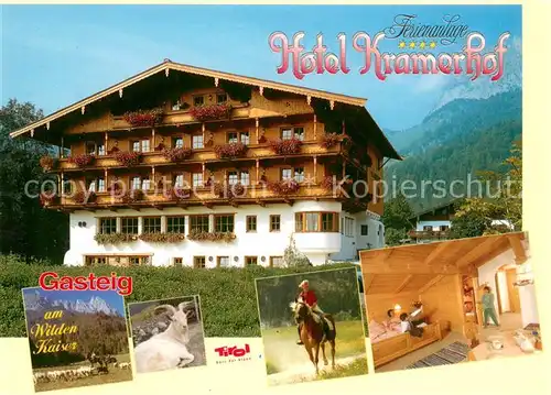 AK / Ansichtskarte Kirchdorf_Tirol Ferienanlage Hotel Kraemerhof am Wilden Kaiser Viehweide Ziege Reiturlaub Kirchdorf Tirol