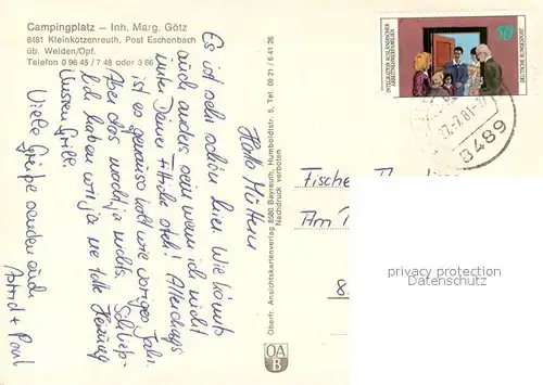 AK / Ansichtskarte Kleinkotzenreuth_Oberpfalz Campingplatz Eschenbach Abendstimmung See Kloster Speinshart Kleinkotzenreuth