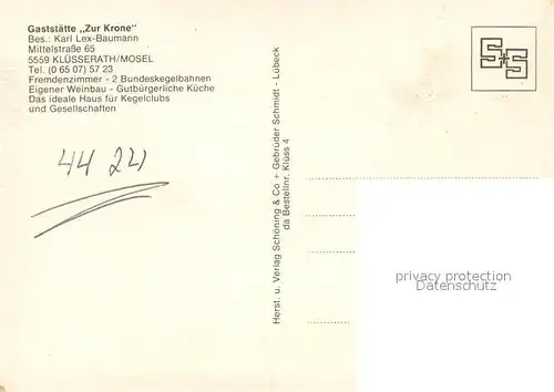 AK / Ansichtskarte Kluesserath Gaststaette Zur Krone Kluesserath