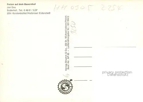AK / Ansichtskarte Koldenbuettel Fliegeraufnahme Urlaub auf dem Bauernhof Jan Dau Koldenbuettel