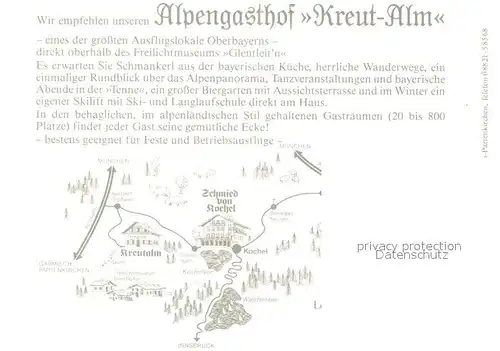 AK / Ansichtskarte Kreut_Wildsteig Alpengasthof Kreut Alm Gastraeume Zimmer Kreut_Wildsteig