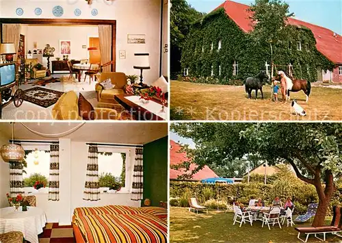 AK / Ansichtskarte Kronprinzenkoog Urlaub auf dem Bauernhof Ferienhof Claussen Garten Ponys Kronprinzenkoog