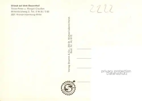 AK / Ansichtskarte Kronprinzenkoog Urlaub auf dem Bauernhof Ferienhof Claussen Garten Ponys Kronprinzenkoog