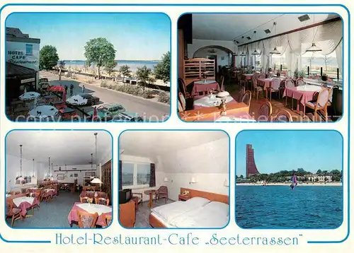 AK / Ansichtskarte Laboe Hotel Restaurant Cafe Seeterrassen Gastraeume Zimmer Marine Ehrenmal Laboe