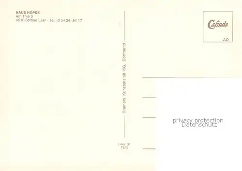 AK / Ansichtskarte Laer_Bad Haus Hoepke Gastraeume Laer_Bad