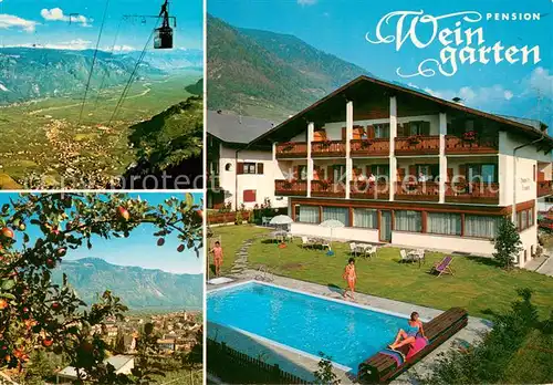 AK / Ansichtskarte Lana_Meran Pension Weingarten Swimming Pool Fernblick Bergbahn Lana_Meran