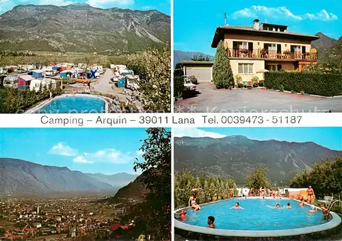 AK / Ansichtskarte Lana_Meran Camping Arquin Swimming Pool Gesamtansicht mit Alpenpanorama Lana_Meran