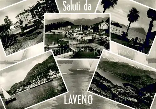 AK / Ansichtskarte Laveno Panorama Hafen Kuestenpanorama Fliegeraufnahmen Laveno