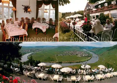 AK / Ansichtskarte Leiwen_Mosel Restaurant Cafe Hotel Zummethof Terrasse Landschaftspanorama Moselschleife Leiwen Mosel