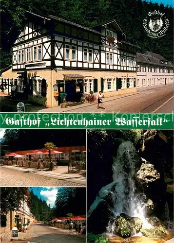 AK / Ansichtskarte Lichtenhain_Sebnitz Gasthof Lichtenhainer Wasserfall Terrasse Wasserfall Lichtenhain Sebnitz