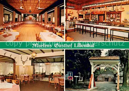 AK / Ansichtskarte Lilienthal_Bremen Murkens Gasthof Speisesaal Bar Gastraum Eingang Lilienthal Bremen