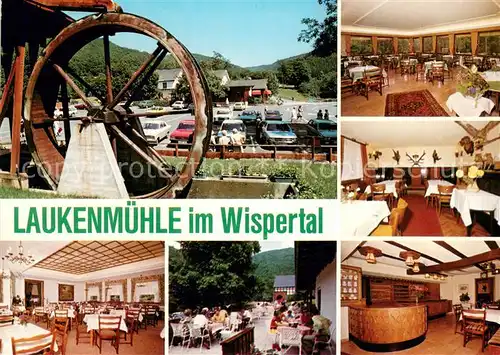 AK / Ansichtskarte Lorch_Rheingau Restaurant Cafe Laukenmuehle im Wispertal Wasserrad Lorch Rheingau