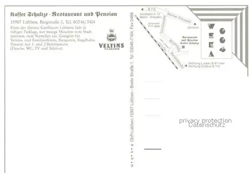 AK / Ansichtskarte Luebben_Spreewald Kaffee Schultze Restaurant Pension Luebben Spreewald