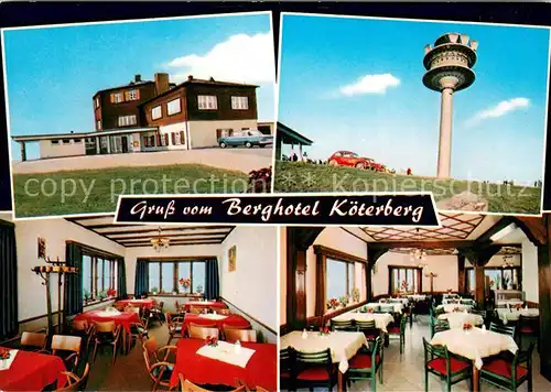 AK / Ansichtskarte Luegde Berghotel und Gaststaette Koeterberg Fernsehturm Gastraeume Luegde