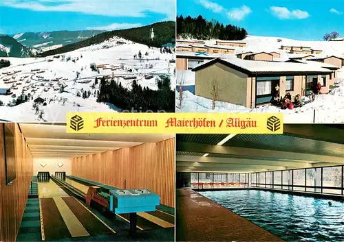 AK / Ansichtskarte Maierhoefen_Allgaeu Ferienzentrum Bungalows Hallenbad Kegelbahn Winterpanorama Allgaeuer Alpen Maierhoefen Allgaeu