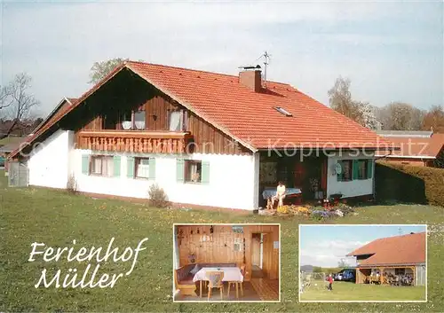 AK / Ansichtskarte Maierhoefen_Allgaeu Ferienhof Mueller Gaststube Terrasse Maierhoefen Allgaeu