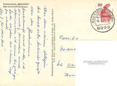 AK / Ansichtskarte Maierhoefen_Allgaeu Ferienzentrum Kegelbahn Hallenbad Maierhoefen Allgaeu