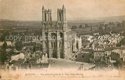 AK / Ansichtskarte Mantes la Jolie Vue generale prise de la Tour Saint Maclou Mantes la Jolie