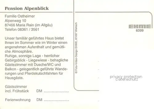AK / Ansichtskarte Maria_Rain_Allgaeu Pension Alpenblick Pferdewagen Sommer  und Winterpanorama Maria_Rain_Allgaeu