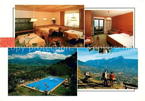 AK / Ansichtskarte Marling Gaestehaus Pension Oberhartl Swimming Pool Fernsicht Alpenpanorama Marling