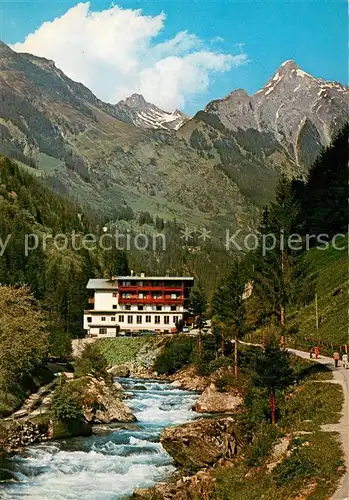 AK / Ansichtskarte Mayrhofen_Zillertal Gasthof Zillergrund gegen Brandbergkolm Zillertaler Alpen Bergbach Mayrhofen_Zillertal