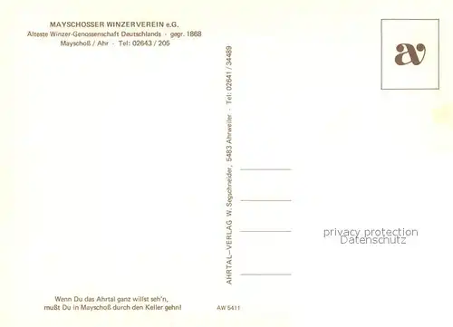 AK / Ansichtskarte Mayschoss Winzerverein Mayschoss Gastraum Weinkeller Mayschoss