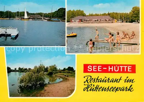 AK / Ansichtskarte Meissendorf See Huette Restaurant im Huettenseepark Strandpartien Meissendorf