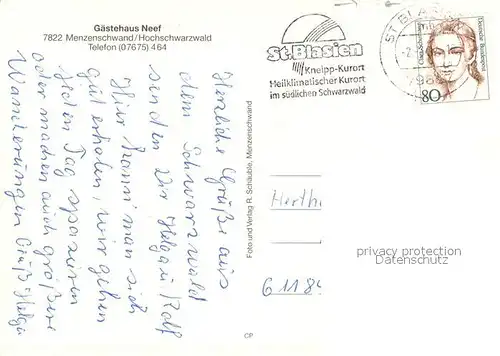 AK / Ansichtskarte Menzenschwand Gaestehaus Neef Menzenschwand