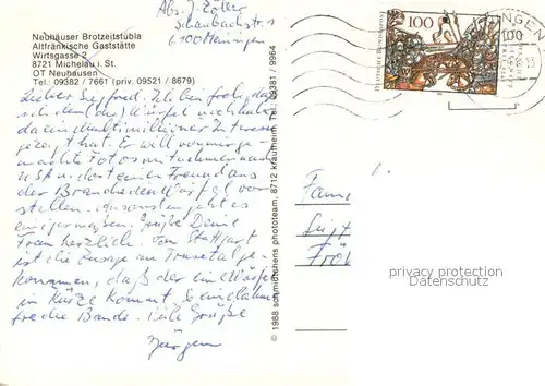 AK / Ansichtskarte Michelau_Steigerwald Neuhaeuser Brotzeitstuebla Gastraeume Michelau_Steigerwald