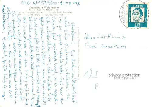 AK / Ansichtskarte Muehltal_Mangfalltal Gaststaette Weiglmuehle Muehltal Mangfalltal