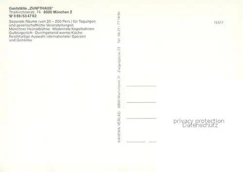 AK / Ansichtskarte Muenchen Gaststaette Zunfthaus Kegelbahn Wappen Muenchen