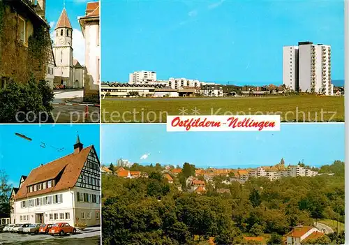 AK / Ansichtskarte Nellingen_Fildern Motiv Innenstadt Panorama Wohnsiedlung Hochhaeuser 