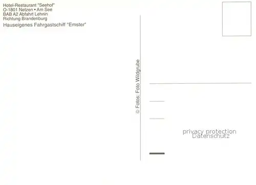 AK / Ansichtskarte Netzen Hotel Restaurant Seehof am Netzener See Fahrgastschiff Emster Netzen